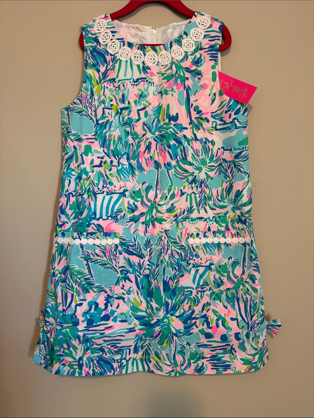 Girls Lilly Sleeveless Shift Dress in blue Ibiza
